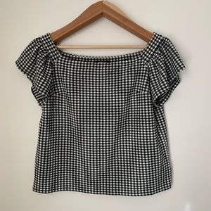 Express Off the Shoulder Gingham Top